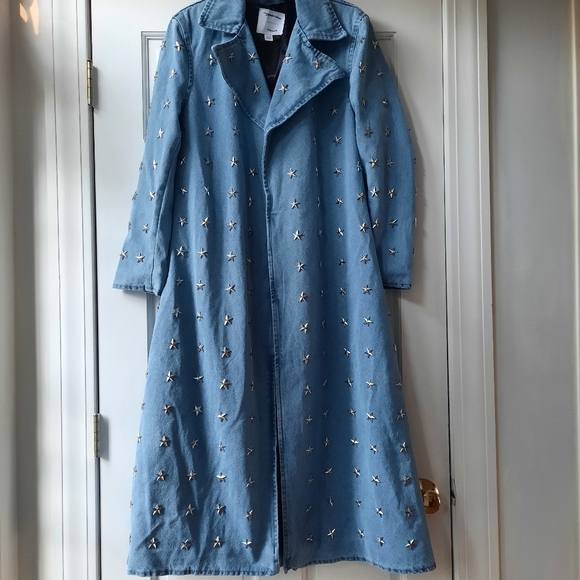 Free People x Understated Star Studded Denim Trench New - Picture 6 of 9